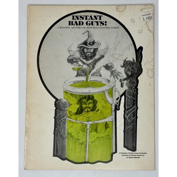 Instant Bad Guys Referee Aid 1977 Balboa Game Company RPG - Picture 1 of 13